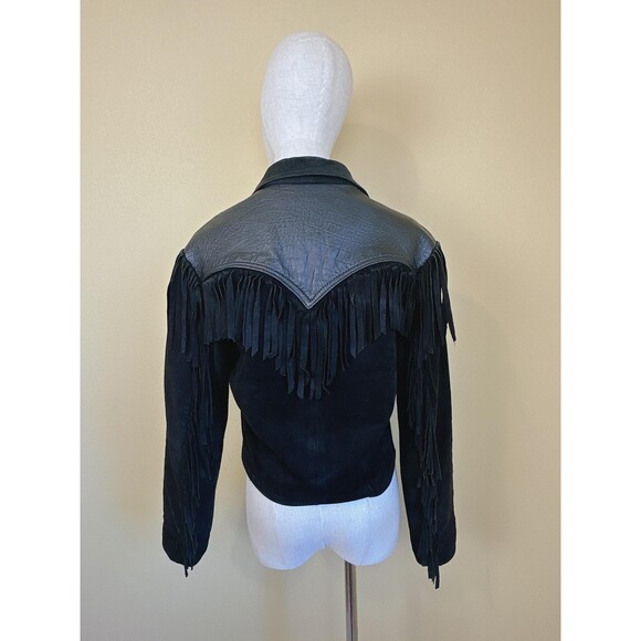 1980s Vintage Leather By Raphael Western Coat /Fringe Jacket / Medium - Picture 5 of 8